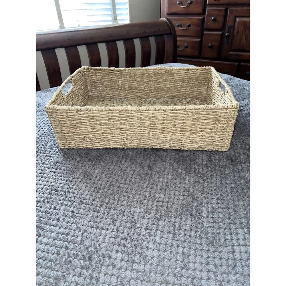 Square Nesting Wicker Baskets with Handle